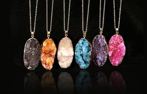 2016 New Arrival Declaração Irregular Pedra Natural colares de cristal druzy drusy pingente de quartzo Colar Para colar de jóias mulheres