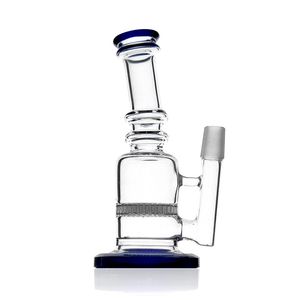 Good quality glass bong water pipe honeycomb for tabacco blue color with 7 inches 18mm male joint
