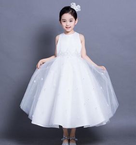 Vestido de noiva do bebê menina Top Quality Girls Branco A linha lace vestidos elegante Menina Vestido de Festa de Aniversário 1-10 Anos
