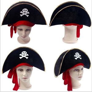 Halloween pirathattar Kapten Cap Ship Cap Karibien Party Cosplay Mössor Tillbehör Props Cloth Pirate Top Party Pirate Hat