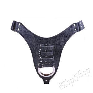 Giocattoli per adulti Cintura di castità da uomo in pelle Imbracatura per dispositivi Gimp Bondage maschile Restrizioni fetish #R501