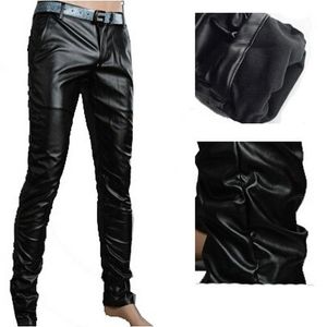 Wholesale-Spring Autumn Hot Sale Mens Faux Leather Pants Casual Slim Fit Fashion Skinny PU Men's Pants Size 27-36