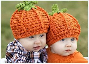 Neue Ankunft Baby Kürbis Hüte Häkeln Gestrickte Baby Kinder Foto Requisiten Säugling BABY Kostüm Winter Hüte Halloween Kürbis Geschenk