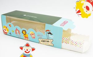 새로운 27.5 * 11 * 10cm 서커스 블루 케이크 상자 머핀 박스 쿠키 상자 선물 상자 100pcs / lot 무료 배송