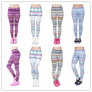 DHL GRATIS!! Leggings da 10 pezzi / lotto Leggings con stampa azteca Modello geometrico da donna Legging Pantaloni elasticizzati Leggings Capri slim casual 4 colori