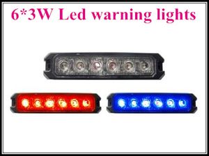 High intensity 6*3W led car surface mounting warning lights,strobe lightheads,emergency light,flasher light,waterproof,2pcs/1lot