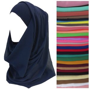 Hiqh 품질 일반 색상 쉬폰 여성 머리 스카프 목도리 랩 이슬람 Hijab 머리띠 180cm x 75cm