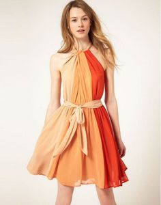 Verão quente Europa Moda Feminina Chiffon Laranja Vestido de Senhora Feminino O-pescoço Lace Up Causal Vestidos