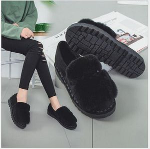 Fabrika Botları Satın Kadın Siyah Ayakkabı Kış Sıcak Stili Termal Yün Günlük Düz Ayakkabılar