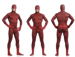Unisex Adult Kids Full Body Dare Devil Lycra Spandex Superhero Zentai Suits Halloween Costume S M L XL XXL