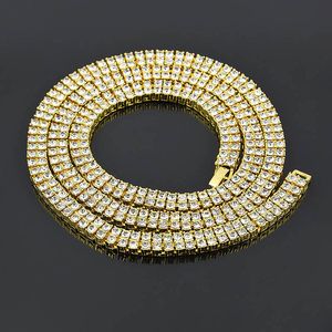 Punk Rock Two Rows Shiny Large Rhinestone Necklace Sets MIAMI CUBAN LINK Exaggerated Hip Hop Bling HIP-HOP Men Women Chains 3 Colors