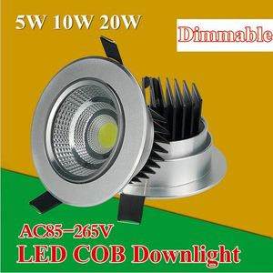 Luzes de downlight LED Luzes embutidas diminuídas 5W/10W/20W Cob Light Light Warm/Cool Teto Branco Downloads AC85-265V CE ROHS