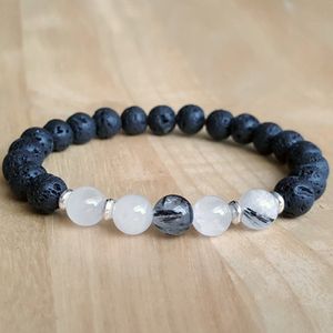 SN1161 Trendiges Designer-Rutilquarz-Lava-Armband für Herren, Yoga-Armband, schwarze Energie, Glücksarmband, Geschenk für Ihn