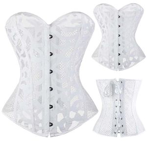Hurtownie-Sexy Kobiety Gorsety i Bustiers Overbus 10 Steel Boned Hollow Out White Black Corset Top Lato Bielizna Shapewear Corslet TYQ