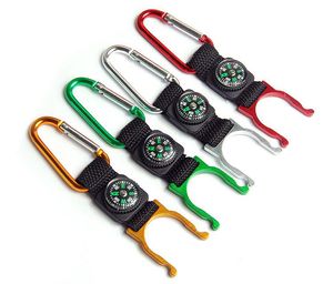 15 PCS الكثير من الأدوات الخارجية Carabiner Aquarius Buckle Gear Buckle مع Compass Campang