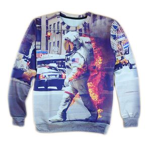 All'ingrosso-2016 felpa stile harajuku uomo / donna felpe 3d stampa carattere astronauta pullover felpa con cappuccio uomo punk felpa abbigliamento