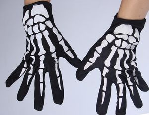 Schwarzer Totenkopf, Halloween, Weihnachten, Skelett, Geisterklaue, Handschuhe, klassischer Skelett-Fünf-Finger-Handschuh für Requisiten, Kostüme, Cosplay, Party-Dekoration