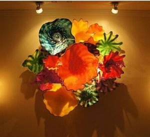 Nowoczesne Lampy Ścienne 100% Ręcznie Dmuchane Murano Art Decor Wystrój Kwiat Szklane Płyty Salon Dekoracja domu