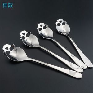 All'ingrosso- jiaxin 1 pz posate in acciaio divertente a forma di teschio Manico lungo cucchiaio da caffè cucchiaino cucchiaio da dessert cucchiaio gelato cucchiaio