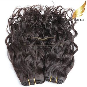 Brasilianska hårväv Obehandlat Naturlig Färg Naturvåg Vågig Hår Underhåll Double Weft 8 ~ 30Pouces 4PC / Lot Livraison GRATUIT BELLA HAIR