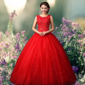 2021 New Arrival Sweetheart White Red Ball Gown Wedding Dresses with Organza Rhinestones Crystals Wedding Party Dress Bridal Gowns
