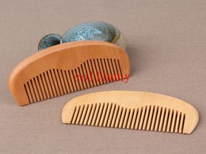 300pcs/lot Engraved Your Logo Natural Peach Wooden Comb Handmade Straight Pocket Wooden Beard Combs Custom 11*5*1CM