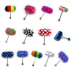 Multi Color Silicone Stainless Steel Vibrating Tongue Bar Ring Stud Jewelry Body Piercing 13Style