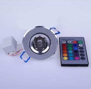 3W RGB LED Downlight Remote Control Color Changing LED Ceiling Lamp Light Home Recessed Lamp 90-260V