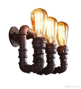 Vintage Pump Rör LED Vägg SCONCE LAMP Triple Heads Edison E27 Sconces Iron Industrial Lights Fixture