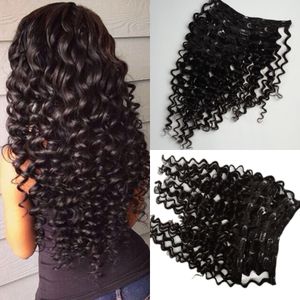 Peruvian virgin hair clip in Human hair extensions Hair wefts Deep Wave 6pcs/lot 8-24 inches Drop shipping