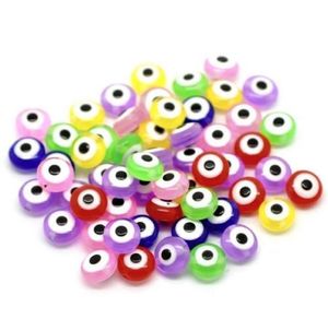 Gratis skepp 300pcs Mixed Evil Eye Luck Resin Spacer Pärlor för smycken gör armband 11x5mm