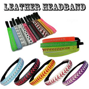 Wholesale team headbands for sale - Group buy colors Seamed Stitching Real Leather Softball Sports Team Headband