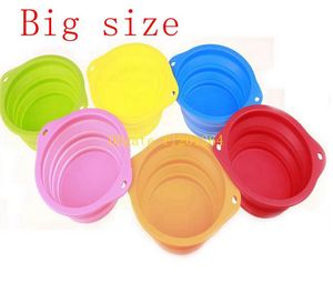 50pcs/lot Big size 193x67mm Silicone Pet Dog Cat Feeding Bowl Collapsible Water Dish Portable Feeder Puppy Travel Bowls