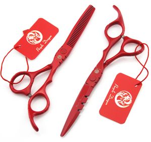 508 # 5.5 '' Top Grade Rote Friseurschere JP 440c 62HRC Home Salon Friseure Schneideschere Ausdünnung Schere Haarschere