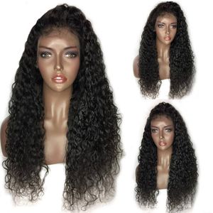 360 Кружевные фронтальные парики Culry Бразильские волосы предварительно сорванные водяными волнами передние парики с подготовкой 14 дюймов 130% плотности