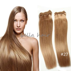 2 sztuk / partia Darmowa Wysyłka 14-24 cal Brazylijski Malezyjski Indian Peruwiański Włosy Blondynka Ludzki Weft Hair Extensions 100g / p Bella Hair