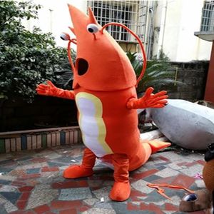 Professional Factory Räka Mascot Costume Ocean Animal Mascot Vuxen Orange Räkor Kostymer Tecknad kostymer Reklam Kostymer