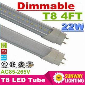 4ft T8 Dimble LED-rör Lights Super Bright 22W 90lm/W 1,2m G13 T8 LED-lysrörslampa AC 110-240V UL listad