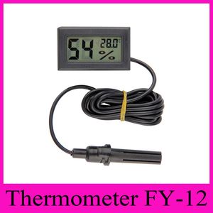 FY-12 Digital Thermometer Hygrometer Mini Portable Black LCD Display Temperaturfuktighet Mätare inbäddad med 1,5 m tråd för hemindustrin