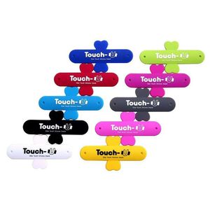 Atacado 300 pcs / lote Universal Portátil Celular Montagens Toque em U One Touch Silicone Stand Suporte para iPhone Samsung HTC Sony Telemóveis