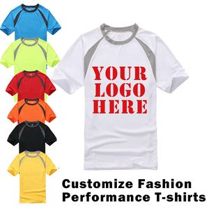 Custom Tee Shirts al por mayor-HongfunClothing personalizado personalizado en forma seca camiseta OEM Graphic logo Top Tees con diseño propio Impreso rápido Promocional y regalar Ropa HFCMT028
