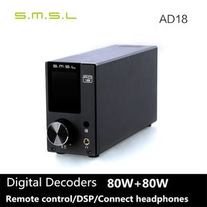 Freeshipping Yeni SMSL AD18 80W * 2 DSP HIFI Bluetooth Saf Dijital Ses Amplifikatör Uzaktan Kumanda ile Optik / Koaksiyel USB DAC Kod Çözücü