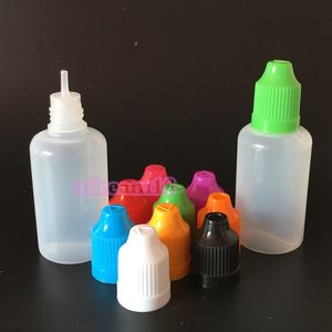 Durchsichtige Tropfflaschen aus Kunststoff für ätherische Öle, 30 ml, mit kindersicherem Verschluss, lange, dünne Spitze, 1500 Stück/Lot