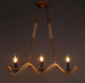 American Village Vintage pendant lighting Industrial Wave Rope Pendant Lamp vintage chandelier styles Restaurant Guest Room Decoration