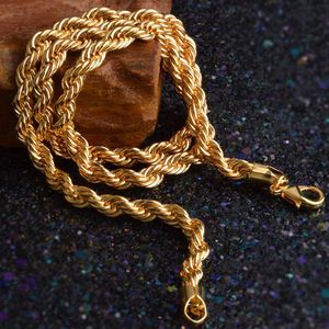 Gold Chains Necklaces Hot Sale 6mm 18K Golden Rope Chain Men Necklace Fashion Jewelry wholesale Free Shipping - 0184YDHX