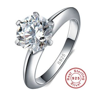 Vecalon Echt 925 Sterling Silber Ringe Set 1,5 Karat CZ Diamant Silber Eheringe für Frauen Silber Edlen Schmuck