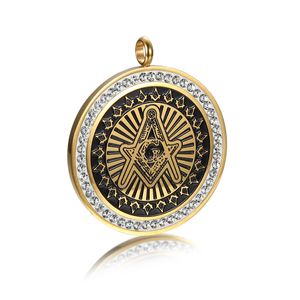 Retro silver gold black stainless steel men's evil eye masonic free mason compass and square AG emblem necklace pendants jewelry