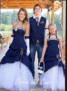 Unique Strapless Sweetheart Camouflage Bridal Gowns Navy Blue Camo Wedding Dresses 2016 robe longue New Style