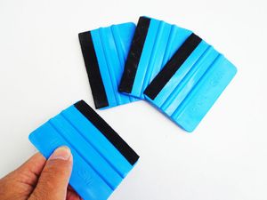 Wholesale Care Cleaning Tools Car Vinyl Film wrapping tools Blue color 3M Scraper squeegee with felt edge size 10cm*7cm