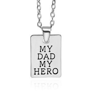 Fashion Dad Hero Silver Plated Charm Pendant Necklace With Chain Jewelry Gift For Father's Day Family Love